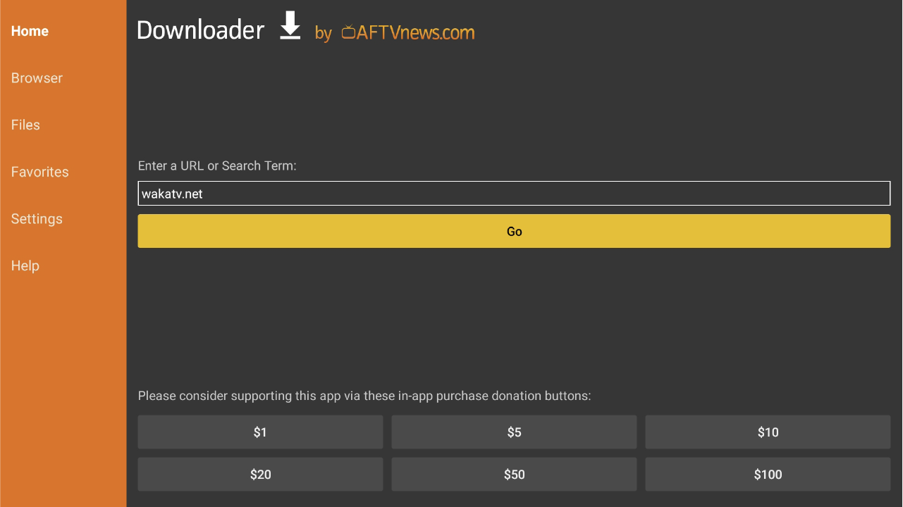 how to user downloader to install waka tv on smart tv